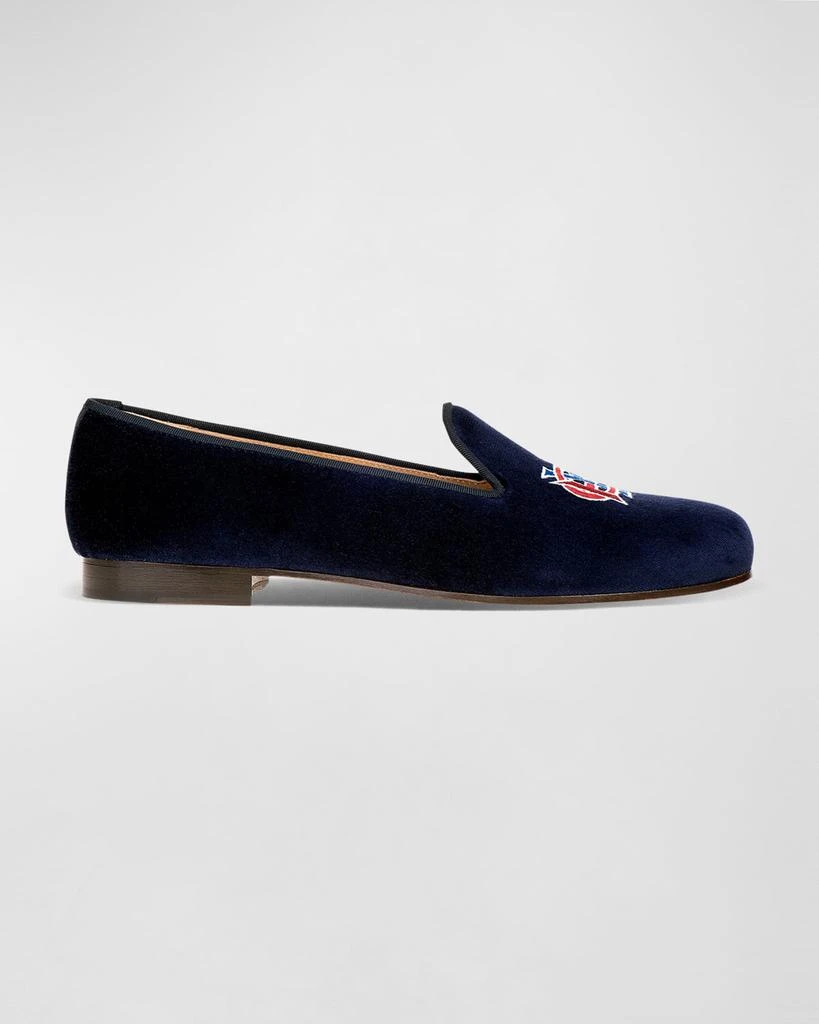 Stubbs and Wootton Men's Embroidered HYC Velvet Slippers 1