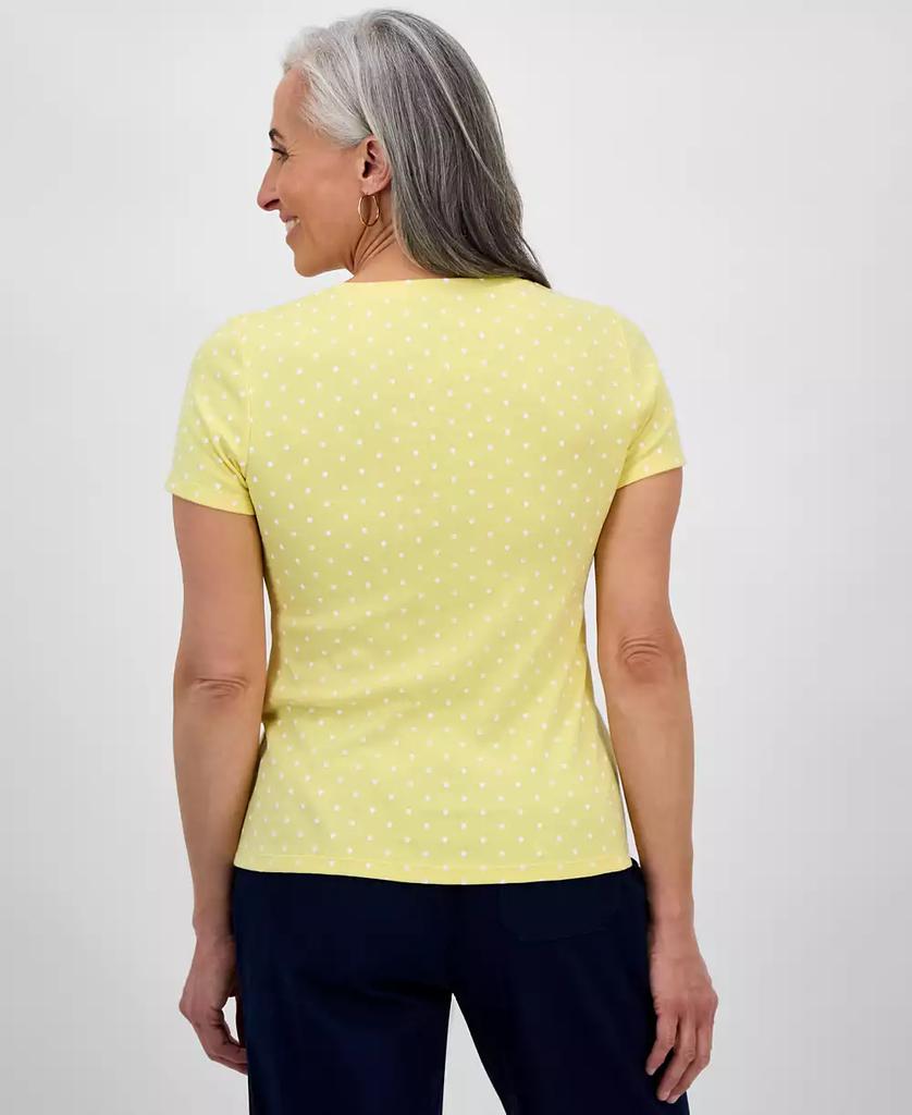 Style & Co Petite Printed Short-Sleeve Henley Top