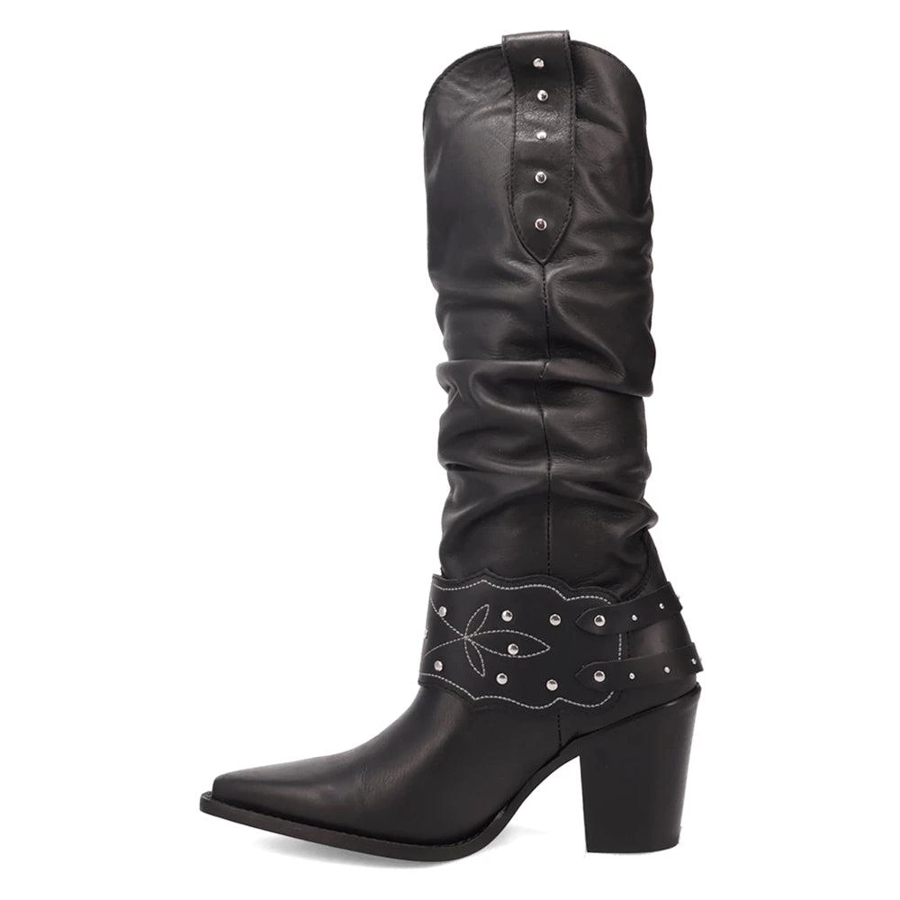Dingo Grit N' Grace Slouchy Studded Snip Toe Pull On Cowboy Boots 3