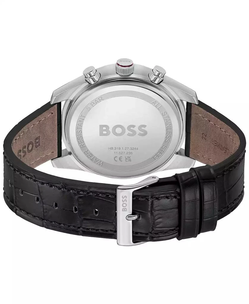 Hugo Boss Men's Sky Traveler Quartz Fashion Chrono Black Croc Leather Watch 44mm 3