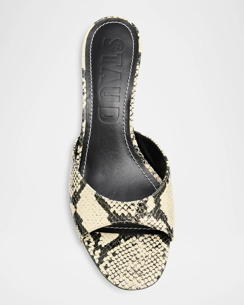 Staud Brigitte Snake-Embossed Leather Wedge Mules 5