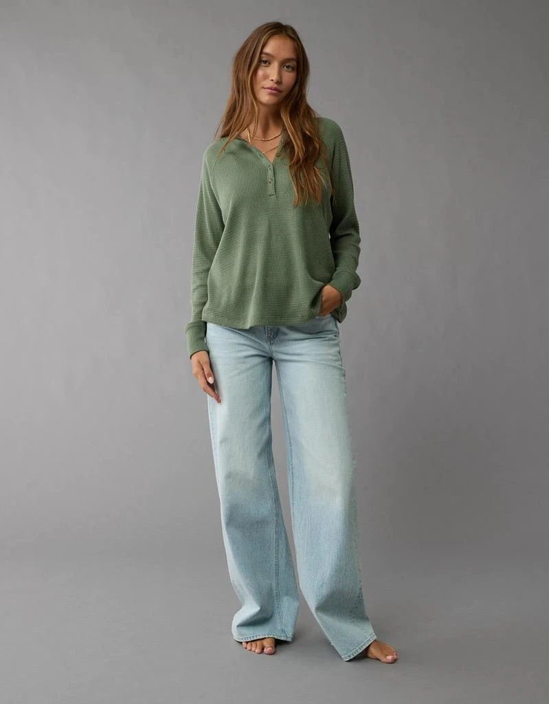 AE AE Plush Long-Sleeve Henley T-Shirt 1
