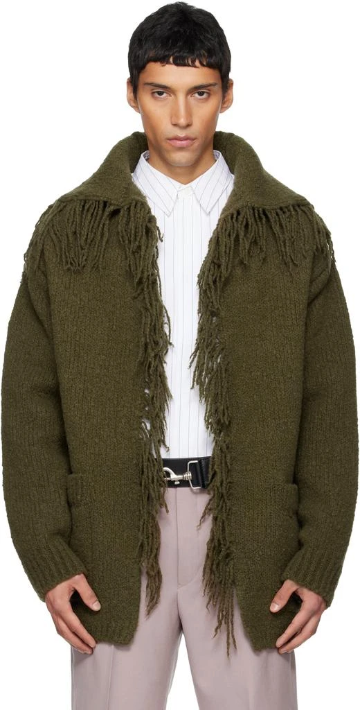 Dries Van Noten Green Fringe Cardigan 1