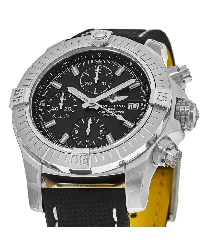 BREITLING Breitling Avenger Chronograph 43 Black Dial Leather Strap Men's Watch A13385101B1X1 2