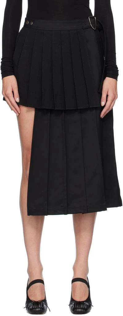 ANDERSSON BELL Black Double Pleated Midi Skirt 1
