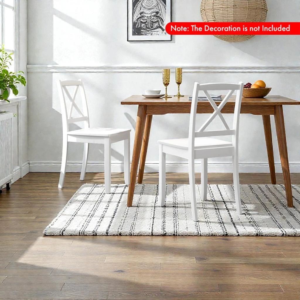 Hivvago Set of Two Dining Chairs Crafted with Rubberwood Legs and Arched Back Design 2