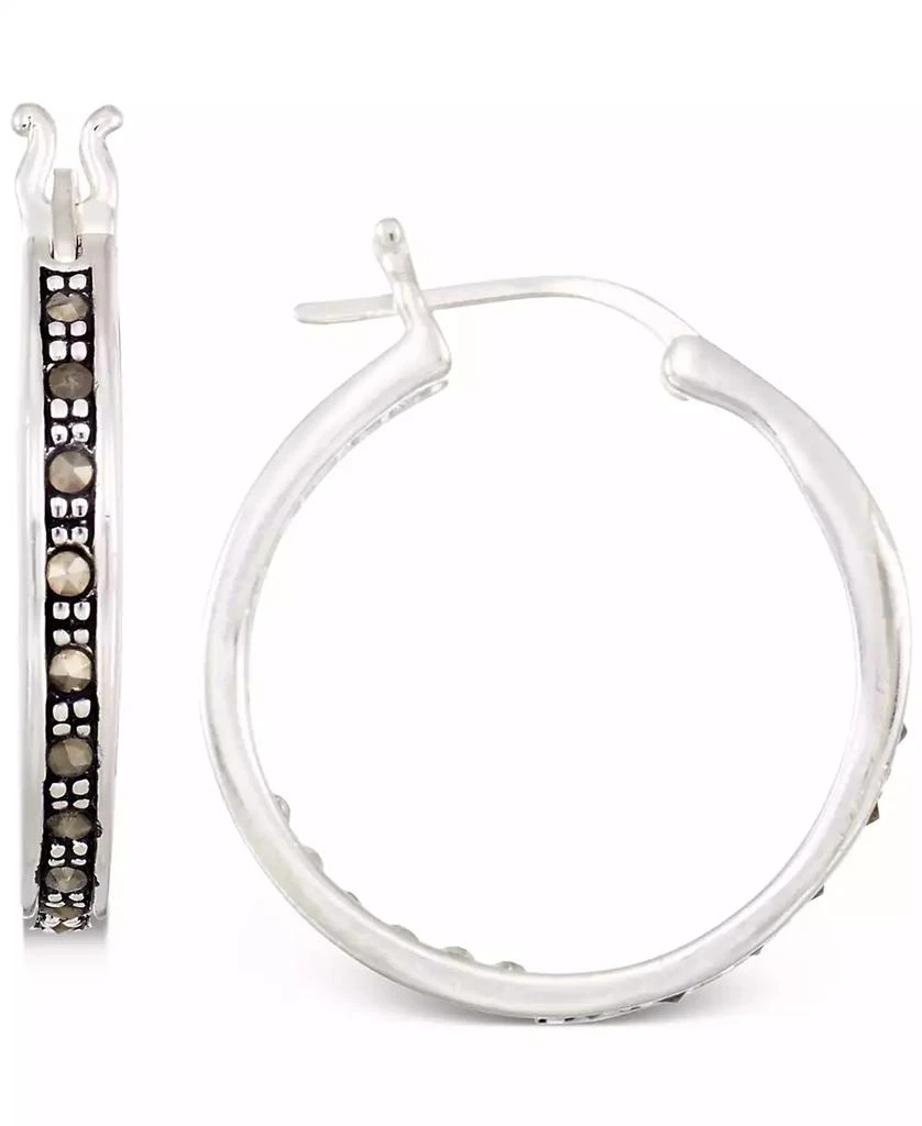 Macy
s Marcasite
Crystal Small Hoop Earrings in Sterling Silver, 0.8"