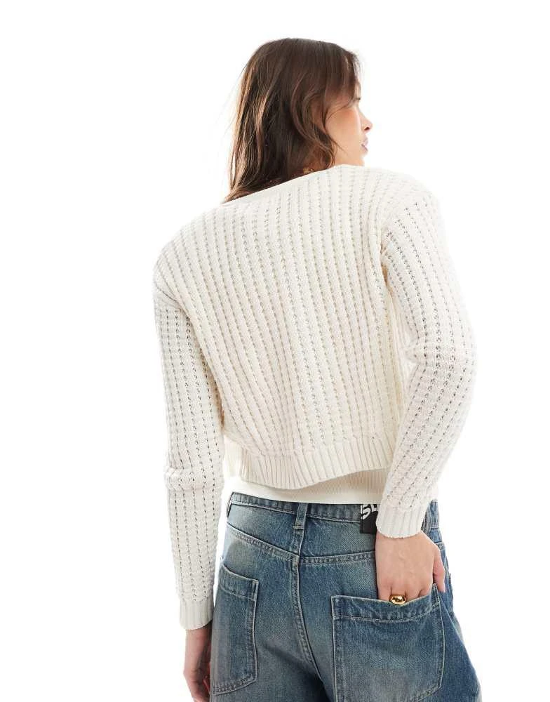 Cotton:On Cotton On v neck ribbed cardigan in ecru 4