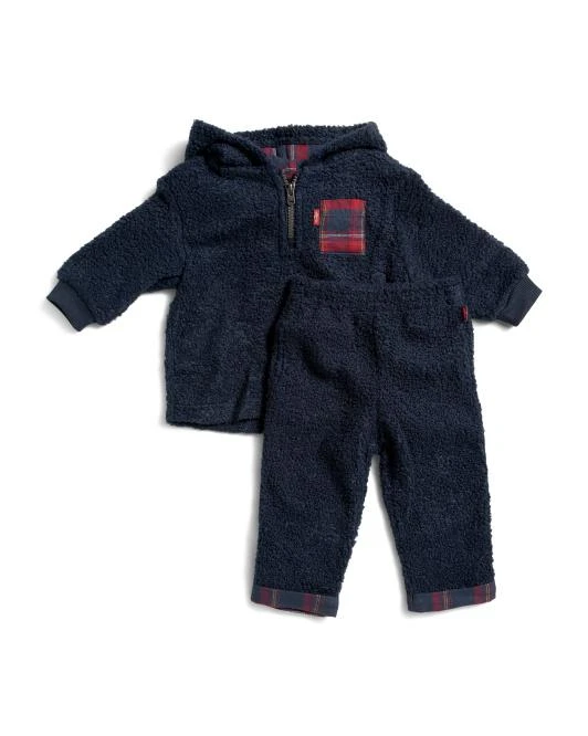 Levi
s Newborn Boys 2pc Plaid Trim Top And Pants Set