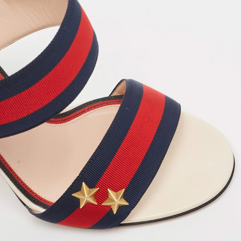 Gucci Gucci Gold Leather and Grosgrain Web Aline Sandals Size 38 7