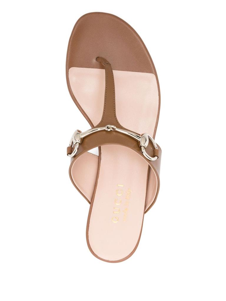 Gucci GUCCI - Lady Horsebit Leather Thong Sandals