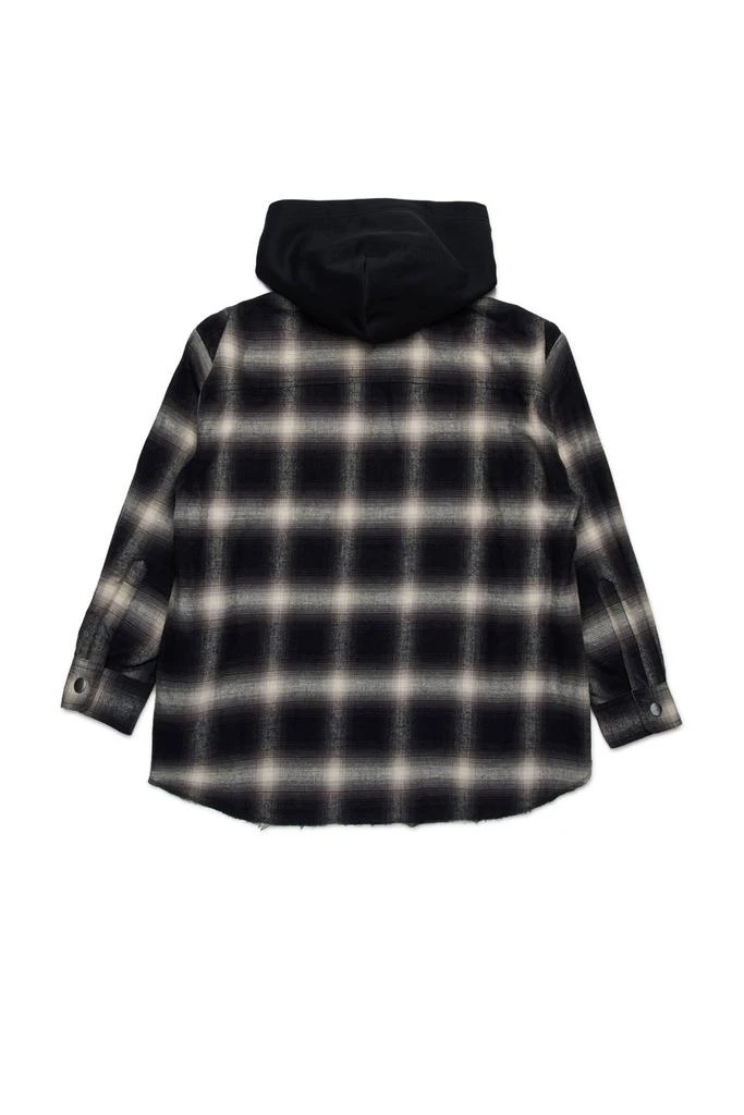 N°21 N°21 Kids Logo Patch Checked Hooded Shirt 2