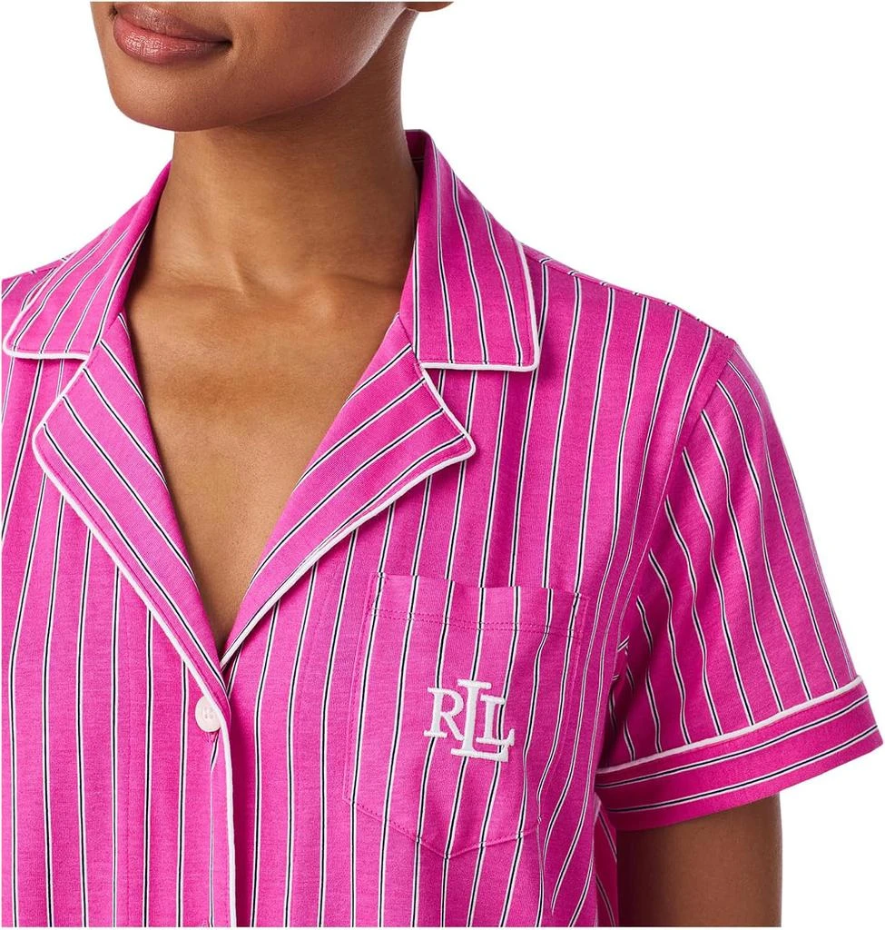 Ralph Lauren Lauren Ralph Lauren Short Sleeve Notch Collar Ankle Pants Knit PJ Set 3