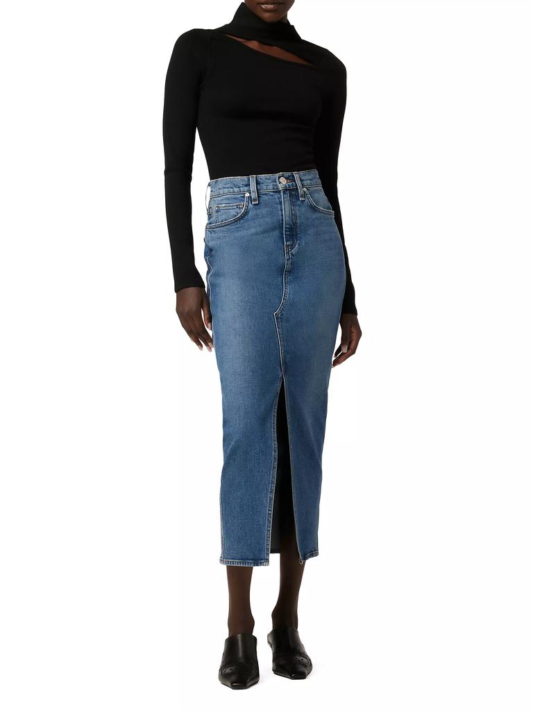 Hudson Reconstructed Denim Midi-Skirt