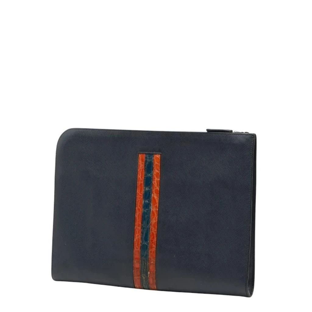 Prada blue Navy Leather Document Case (Pre-Owned) 2