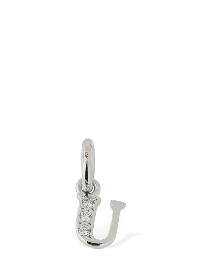 Dodo 18kt White Gold U Charm W/ Diamonds