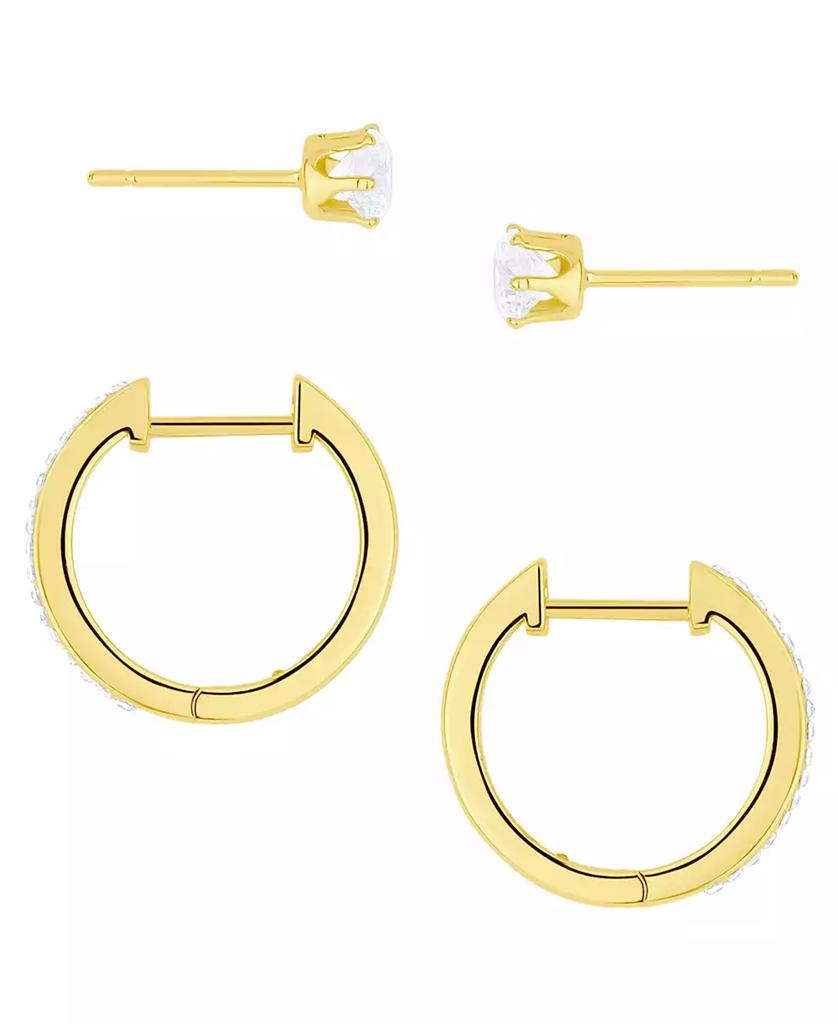 And Now This 2-Pc. Cubic Zirconia 18k Gold-Plated Hoop and Stud Earrings Set, Macy
s Exclusive