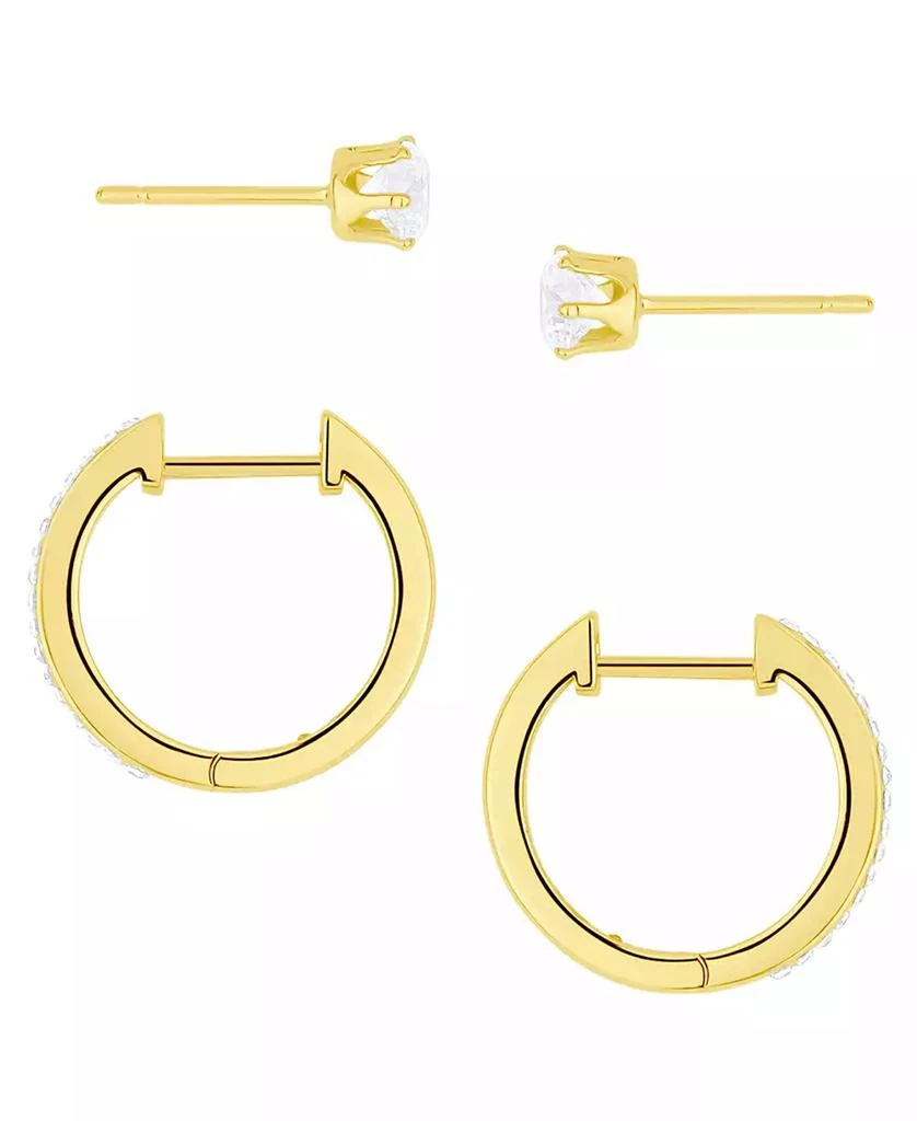 And Now This 2-Pc. Cubic Zirconia 18k Gold-Plated Hoop and Stud Earrings Set, Macy
s Exclusive 2