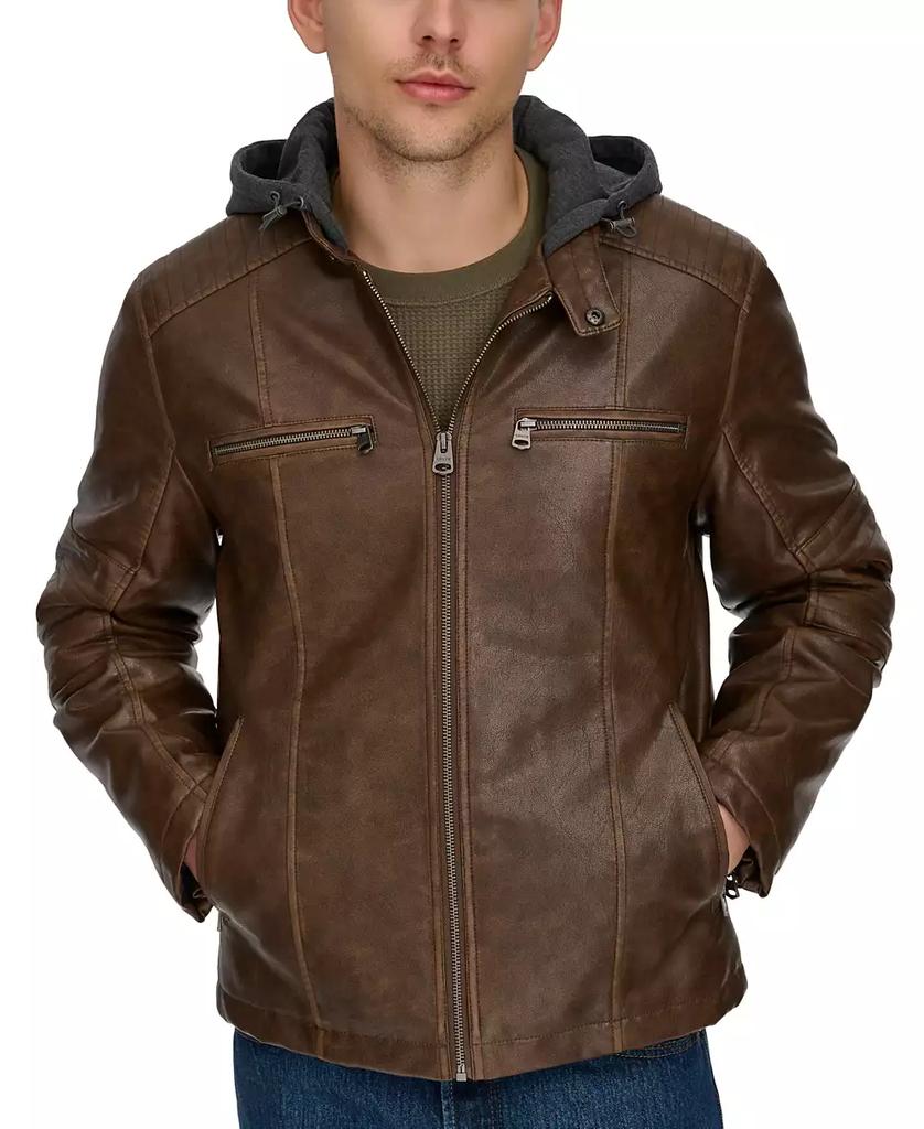 Levi's Men's Faux-Leather Hooded Zip Jacket