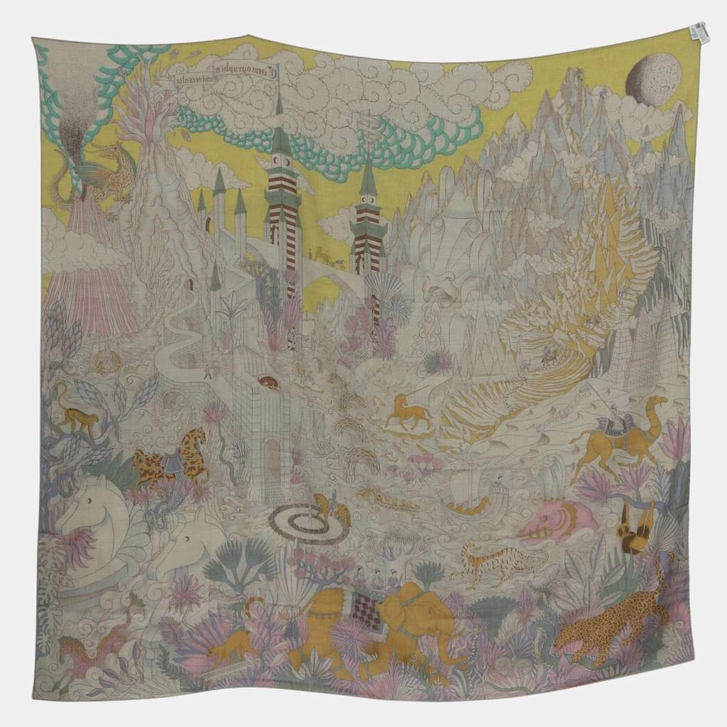 Hermes Hermes Naturel/Jaune/Rose Cashmere, Silk Cosmographia Universalis Cashmere 140 Shawl 2