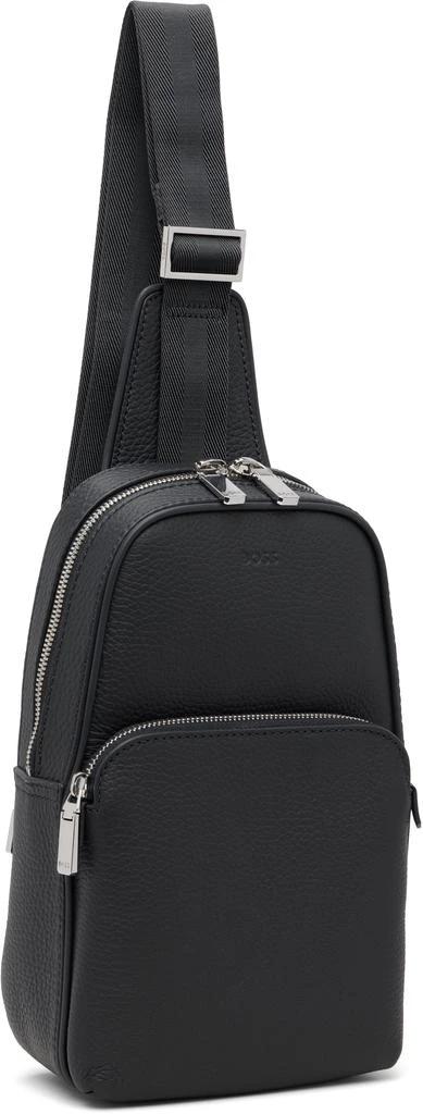 Hugo Boss Navy Leather Logo-Embossed Sling Bag 2