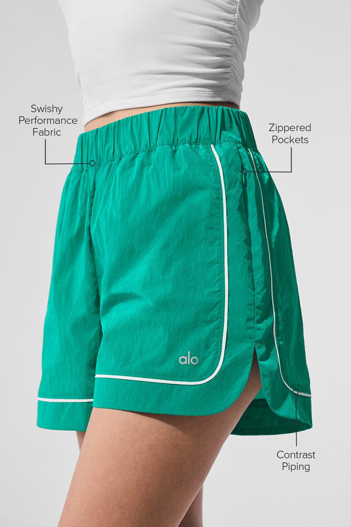 Alo Motivate Track Short - Spruce Green/White