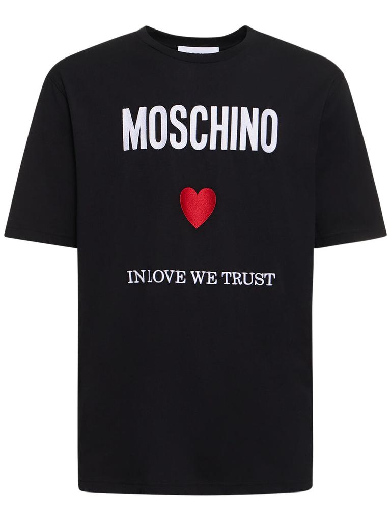 MOSCHINO In Love We Trust Cotton Jersey T-shirt