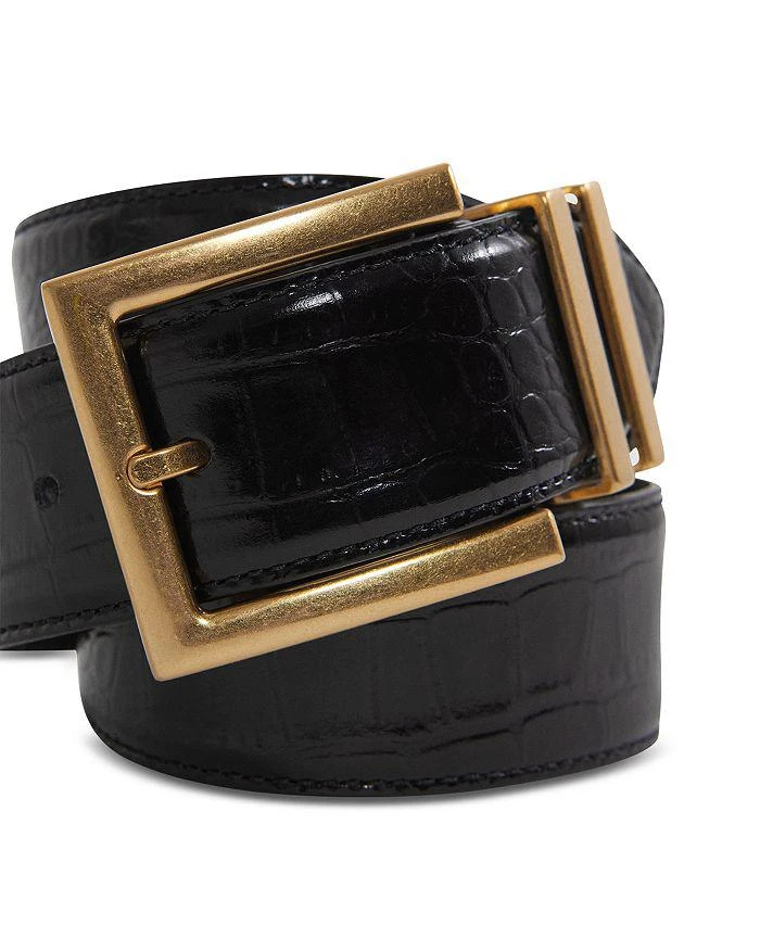 REISS Women's Brompton Croc Angular Buckle Belt 3
