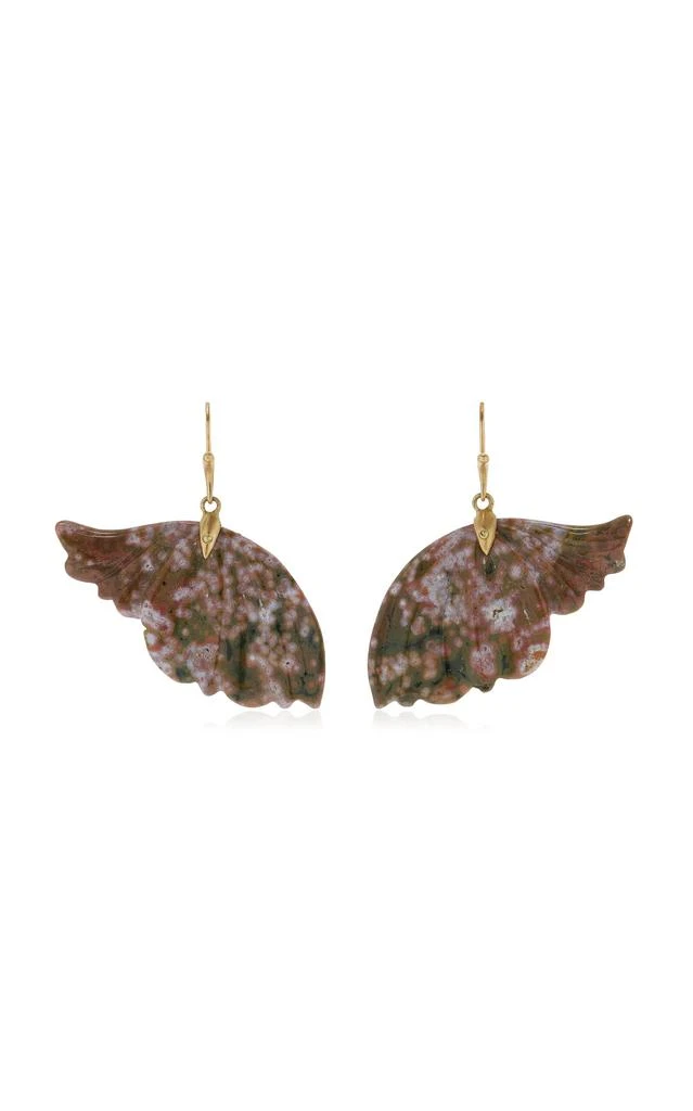 Annette Ferdinandsen Annette Ferdinandsen - Enchanted Fairy Wing 18K Yellow Gold; Jasper Earrings - Gold - OS - Moda Operandi - Gifts For Her 1