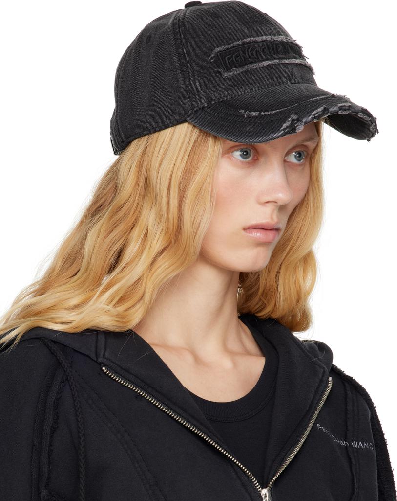 Feng Chen Wang Black Denim Baseball Cap