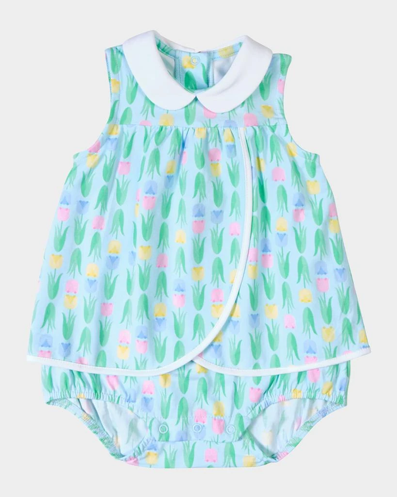 Florence Eiseman Girl
s Printed Knit Tulip Romper, Size 3M-24M