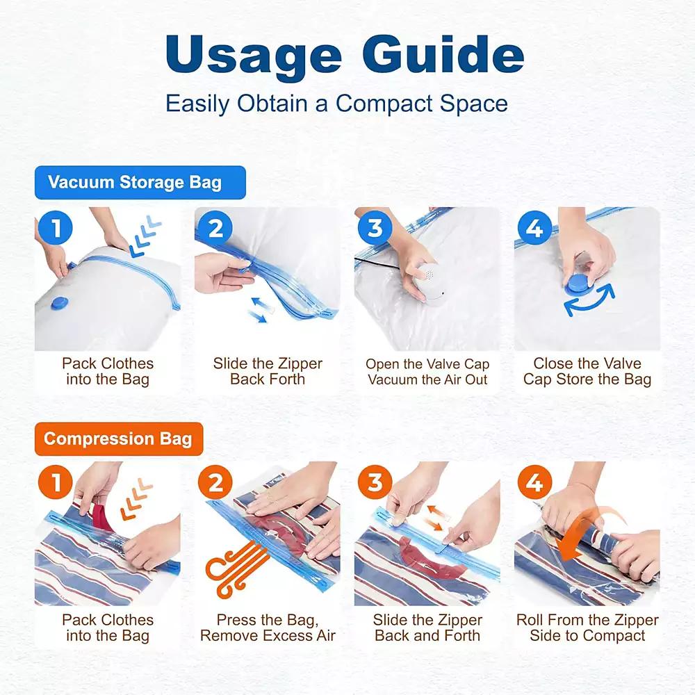 HOUSE DAY Space Saver Vacuum Bags for Travel and Home with Electric Pump