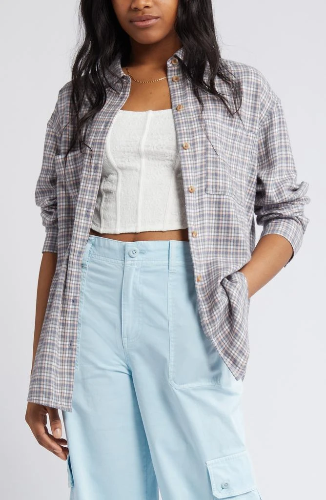 BP. Plaid Oversize Cotton Flannel Button-Up Shirt 8