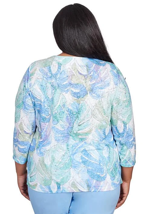 Dunner Plus Size Classics Pastels Leaves Top – On Sale Now with Up