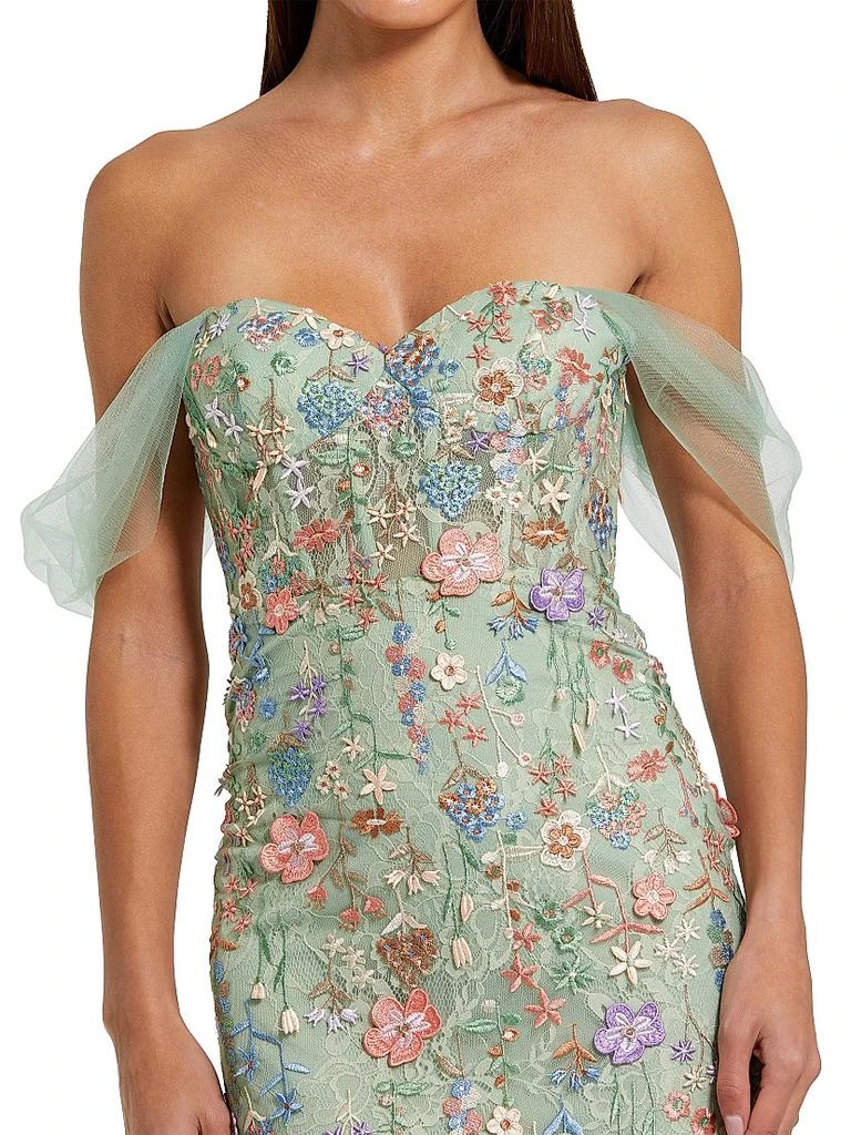Mac Duggal Seasonless Embroidered Tulle Off-The-Shoulder Bustier Gown 3