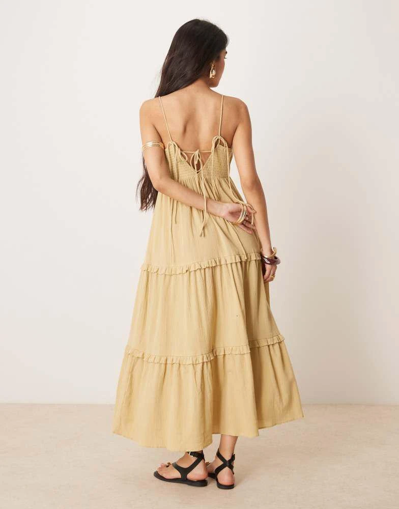 ASOS ASOS DESIGN crinkle cami maxi dress in golden straw 4