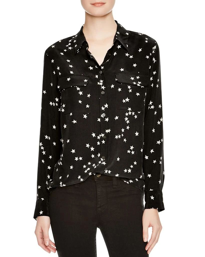 Equipment Slim Signature Long Sleeve Printed Silk Shirt 1