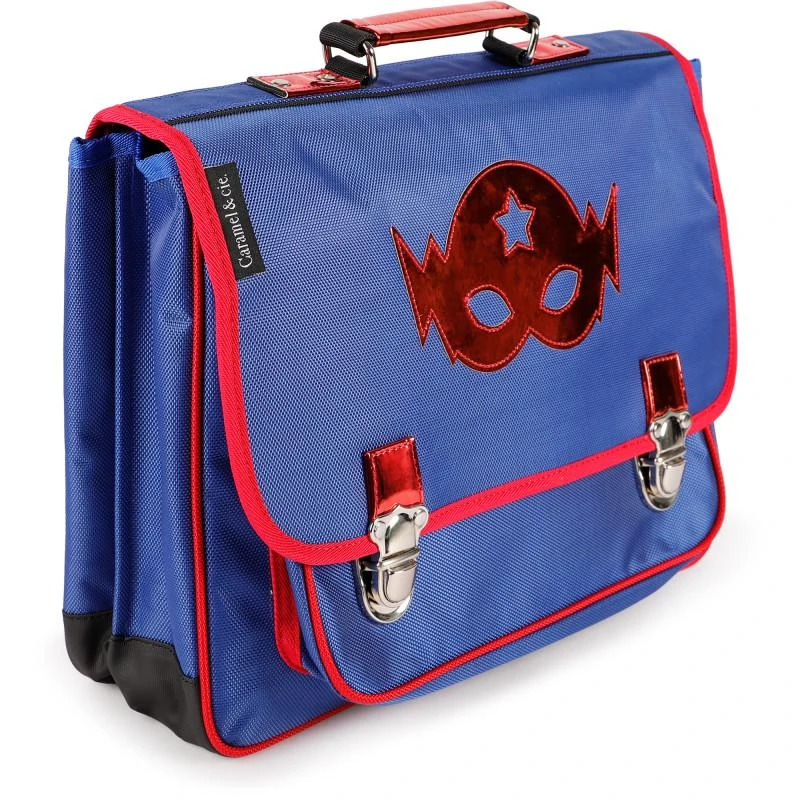 Caramel & Cie Metallic red superhero mask satchel backpack 2