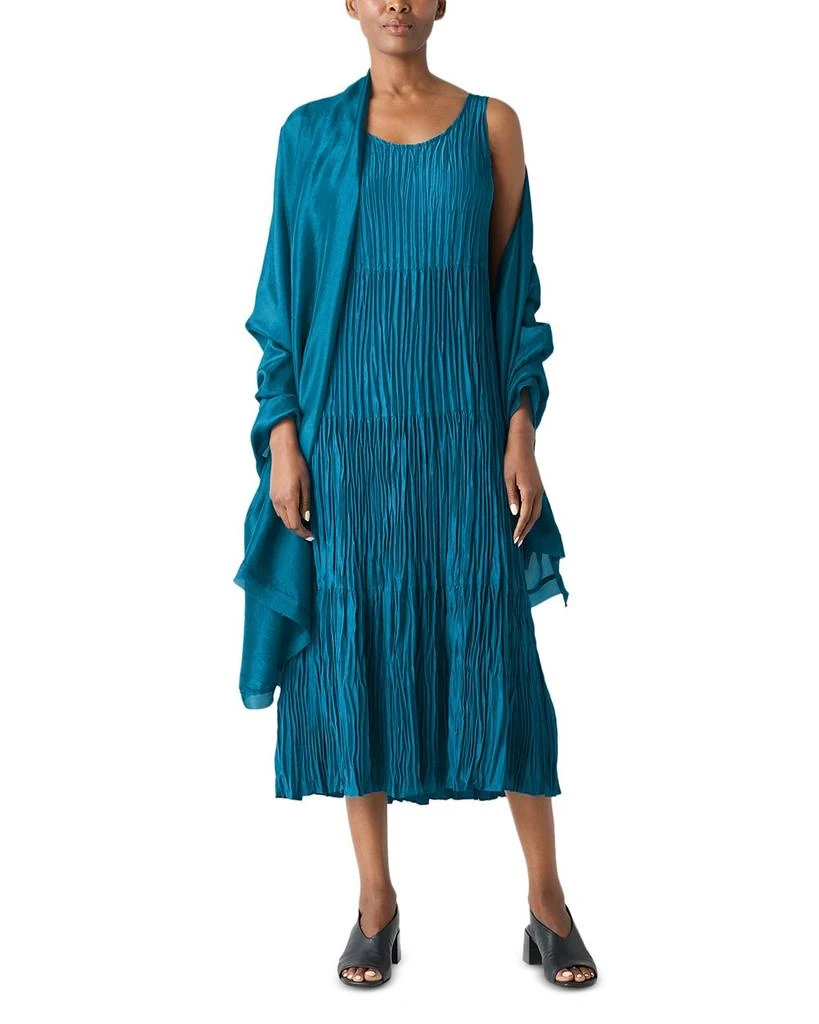 Eileen Fisher Crushed Silk Tiered Midi Dress 3