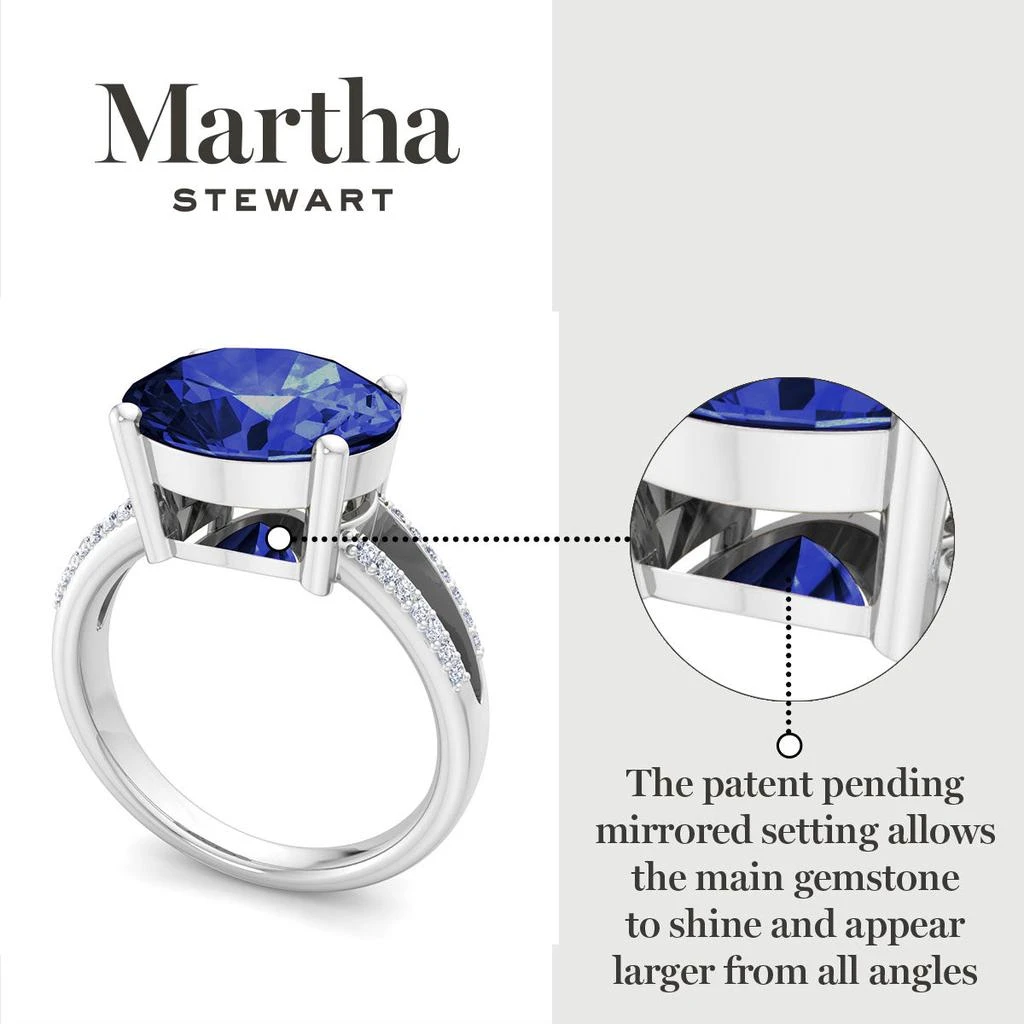 Martha Stewart 4 1/2 Carat Oval Shape Gemstone Ring with Lab Grown Diamonds in Sterling Silver, Choose Your Gemstone 3