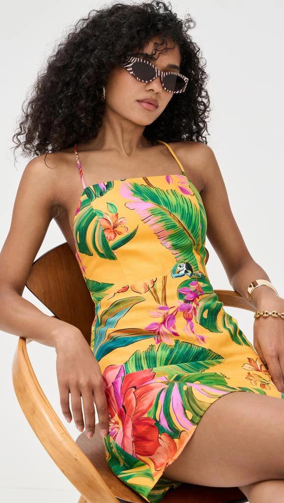 Farm Rio Birds Singing Yellow Mini Dress 1