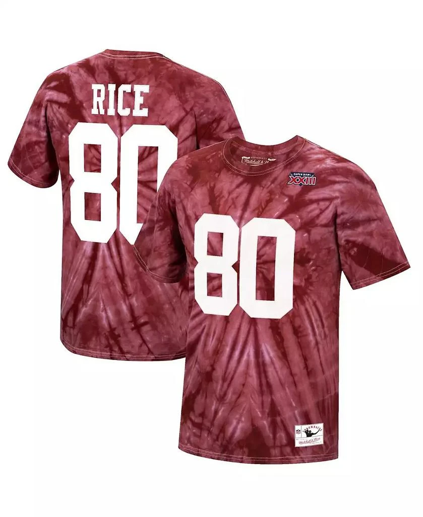 Mitchell and Ness Men's Jerry Rice Scarlet San Francisco 49Ers Tie-Dye Super Bowl Xxiii Retired Player Name and Number T-shirt 1