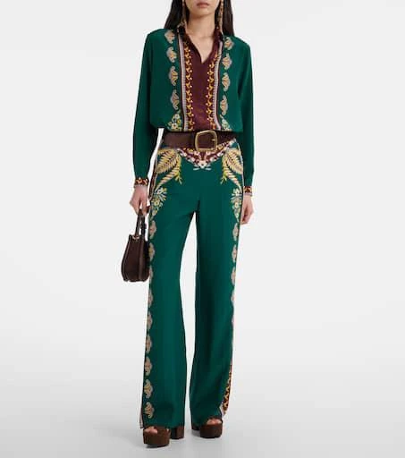 ETRO Printed silk wide-leg pants 2
