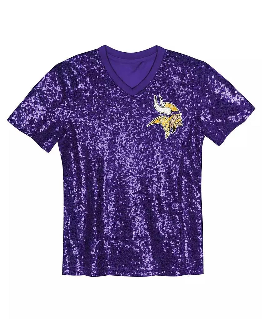 Outerstuff Big Girls Justin Jefferson Purple Minnesota Vikings Sequin V-Neck Fashion Jersey 3