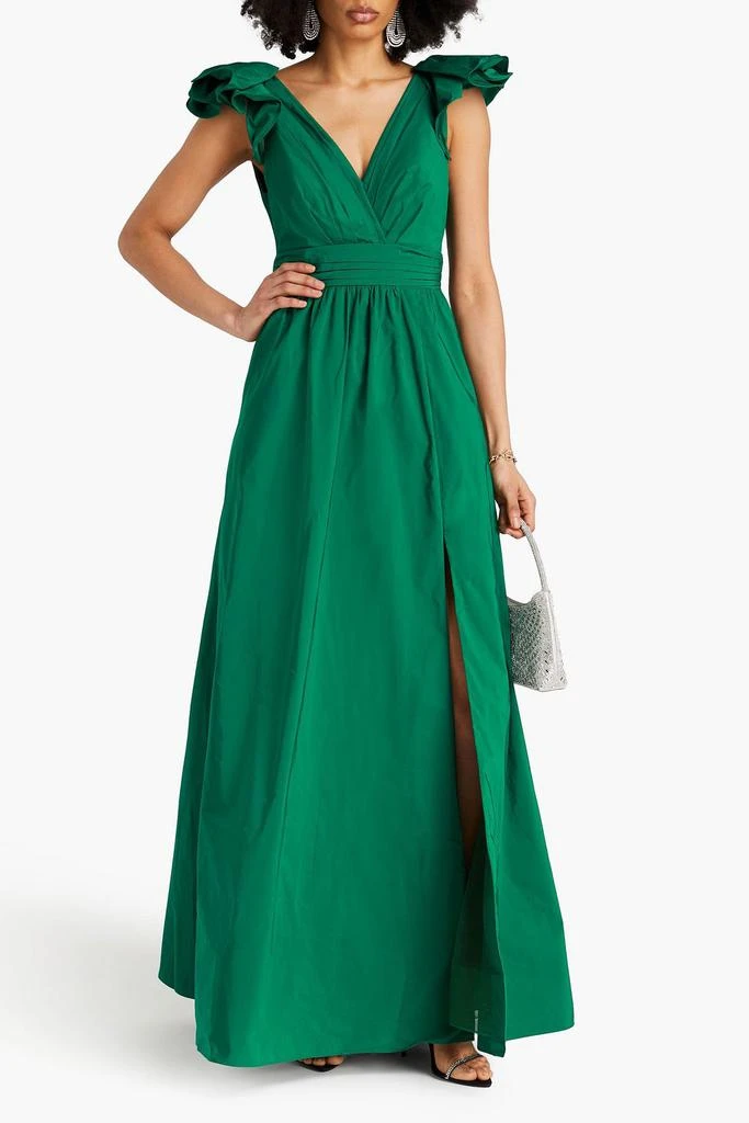MARCHESA Pleated taffeta gown 2
