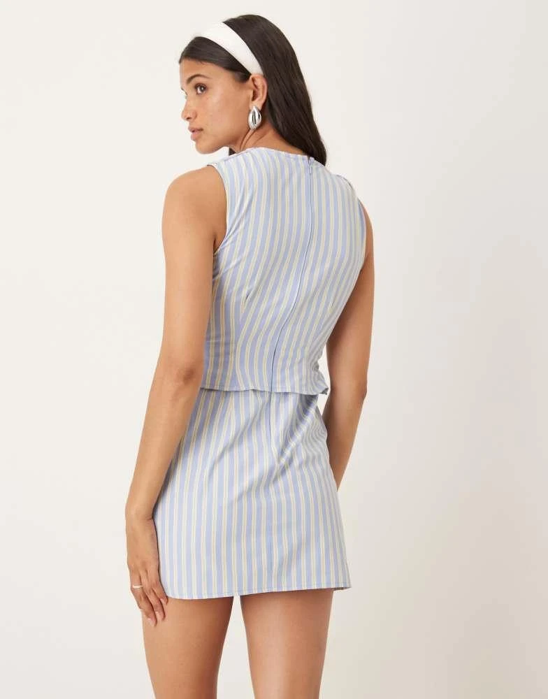 ASOS ASOS DESIGN slash neck mini dress in blue stripe 2