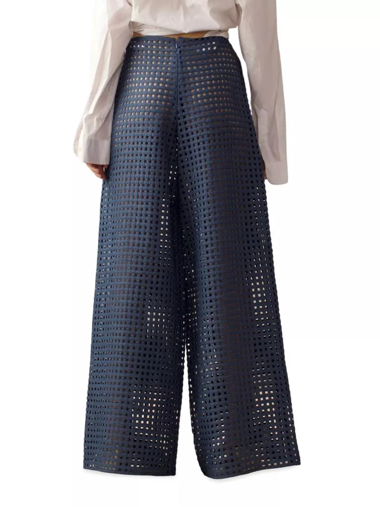 Cynthia Rowley Lattice Linen Wide-Leg Pants 4