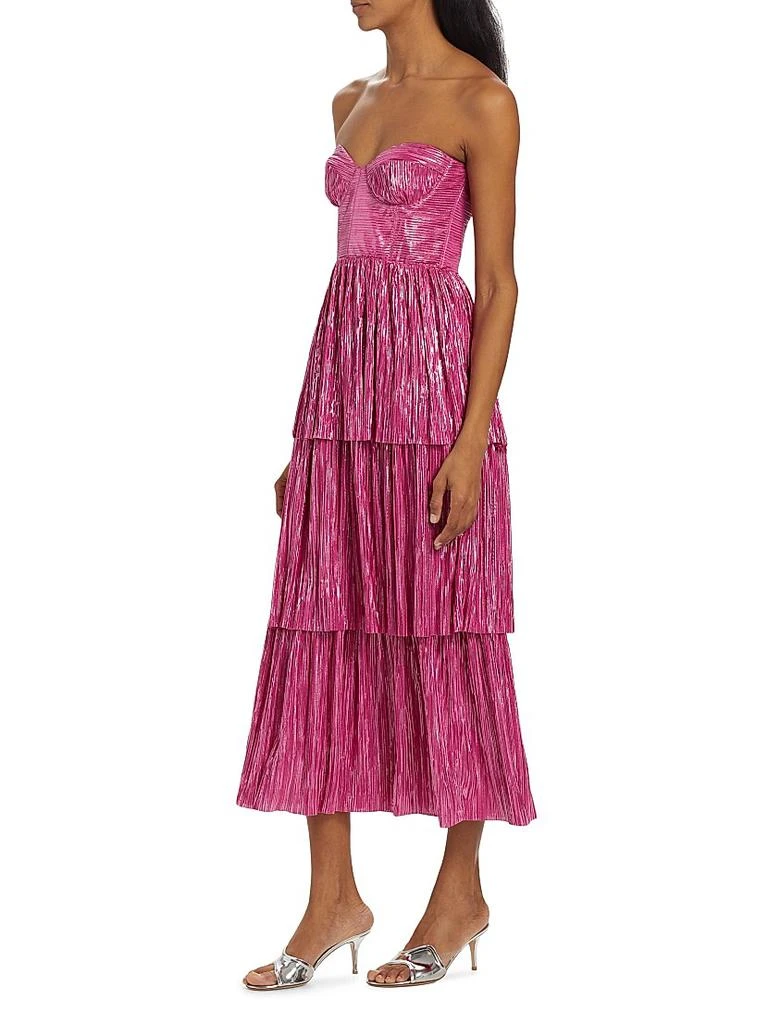 Sabina Musáyev Ascella Metallic Corset Tiered Midi Dress 4