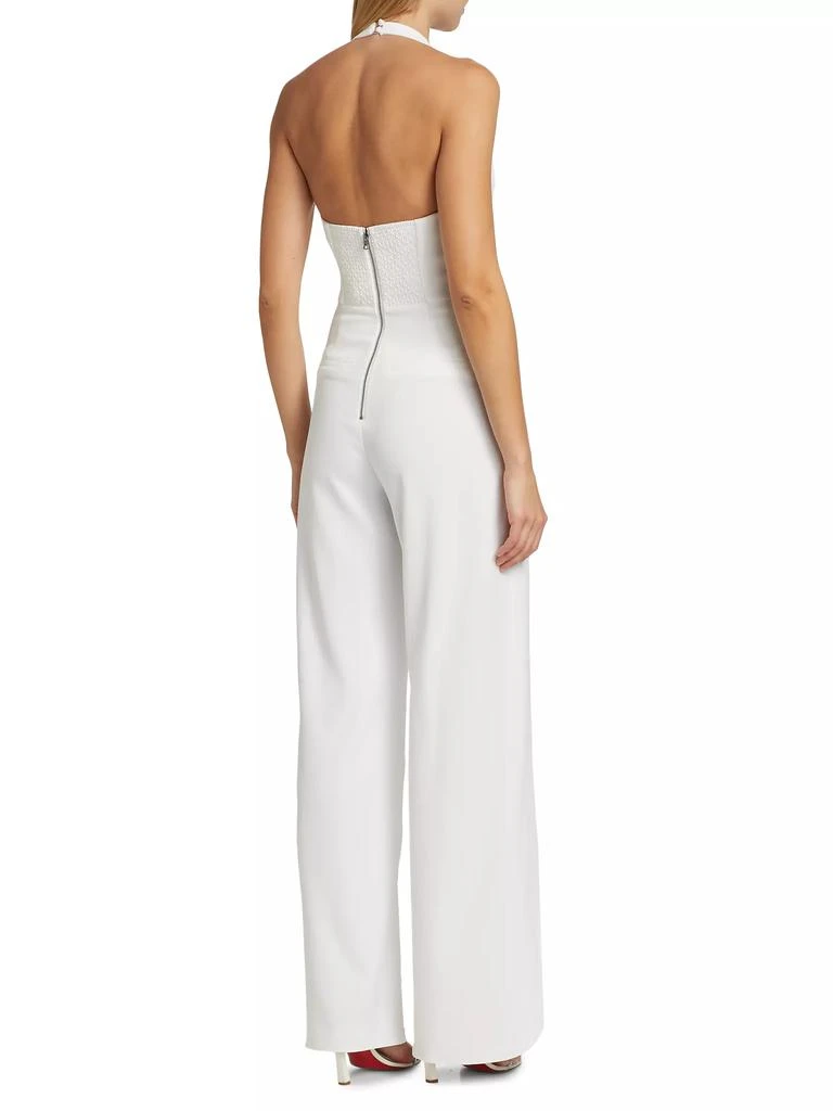 Alice + Olivia Robin Mixed-Media Halterneck Jumpsuit 5