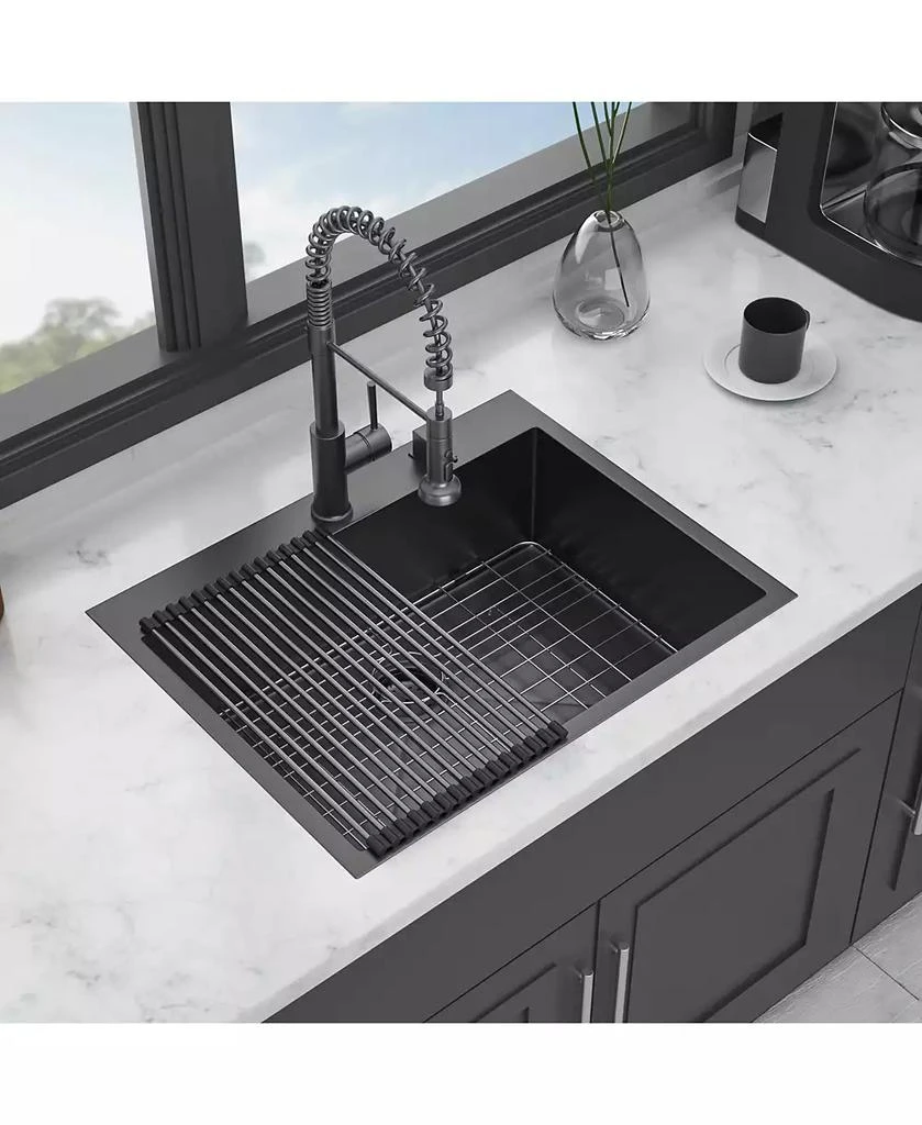 Flynama huluwat 28x22x10inch Gunmetal Black Kitchen Sink Drop In Topmount Stainless Steel 16 Gauge